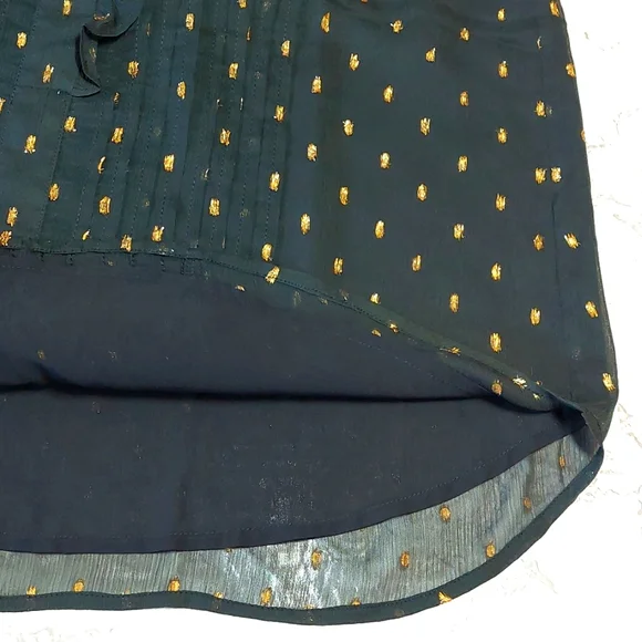 NWT Ann Taylor Black Ruffled Top with Gold Clip Dots, Size S - Picture 6 of 9